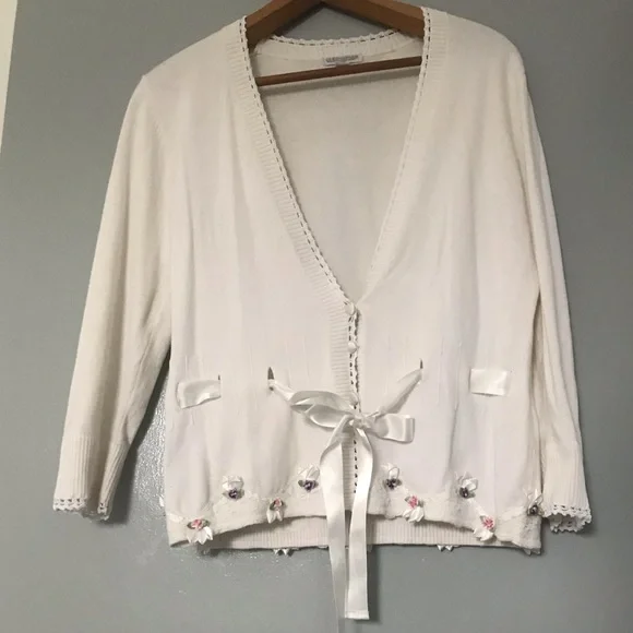 Soft feel no Itch Cotton Cardigan/Top Pretty Vintage classic quality - Picture 6 of 16
